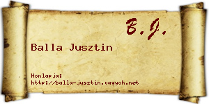 Balla Jusztin névjegykártya